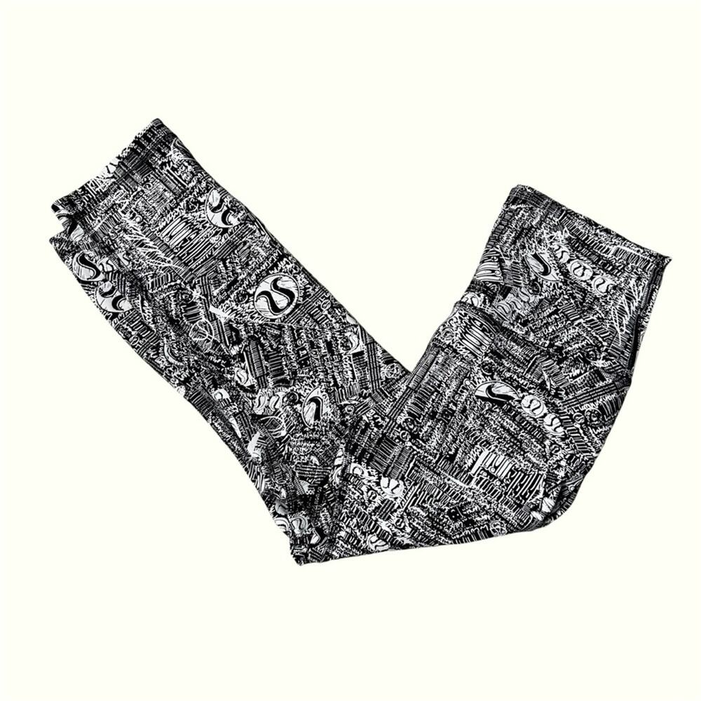 Lululemon Wunder Train High-Rise Crop 21" Tear It Up Alpine White Black - Picture 2 of 10